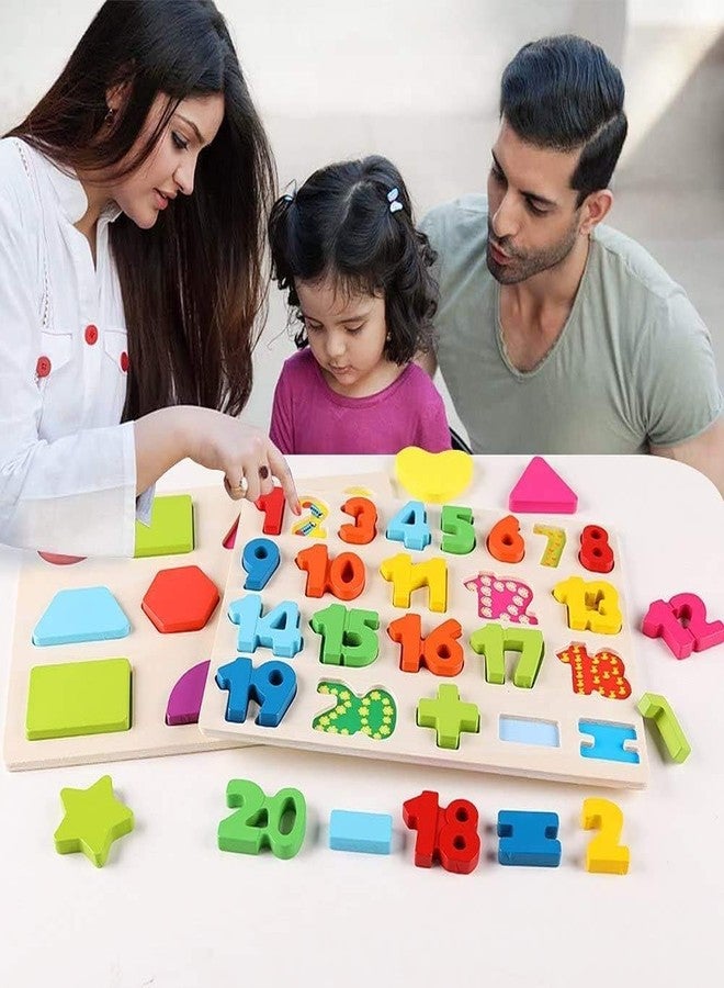 Rexez Wooden Puzzles for Toddlers, Wooden Alphabet Number Shape Puzzles Toddler Learning Puzzle Toys for Kids, 3 in 1 Puzzle for Toddlers, Age 3+ (Set of 3) - Image 2
